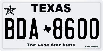 TX license plate BDA8600