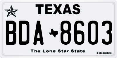 TX license plate BDA8603