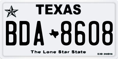 TX license plate BDA8608