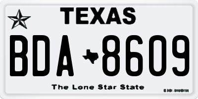 TX license plate BDA8609