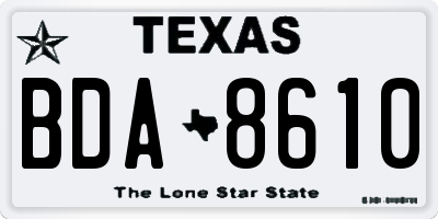 TX license plate BDA8610