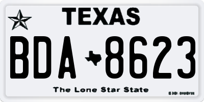 TX license plate BDA8623