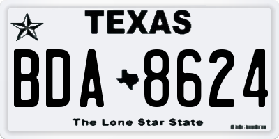 TX license plate BDA8624