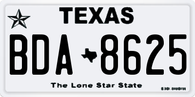 TX license plate BDA8625