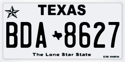 TX license plate BDA8627