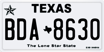 TX license plate BDA8630