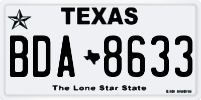 TX license plate BDA8633