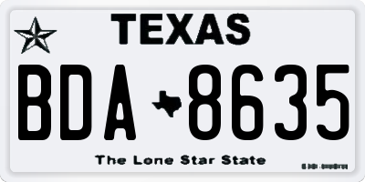 TX license plate BDA8635
