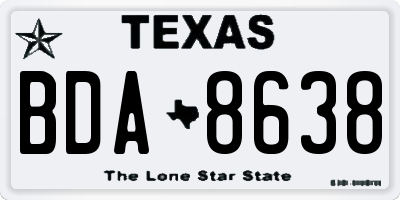 TX license plate BDA8638