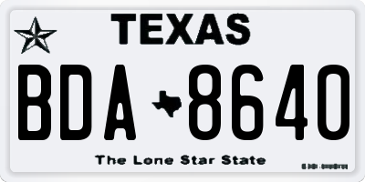 TX license plate BDA8640