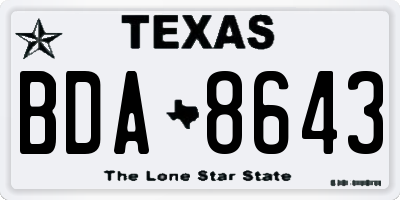 TX license plate BDA8643