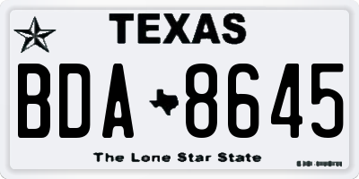 TX license plate BDA8645