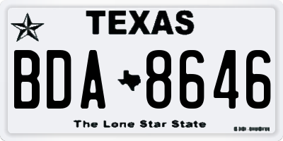 TX license plate BDA8646