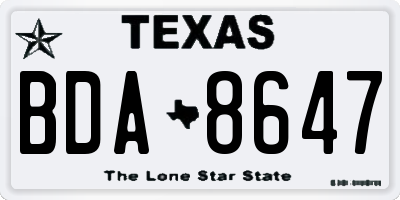 TX license plate BDA8647
