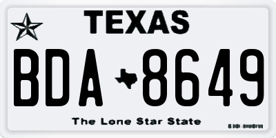 TX license plate BDA8649