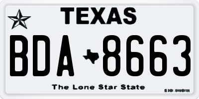 TX license plate BDA8663