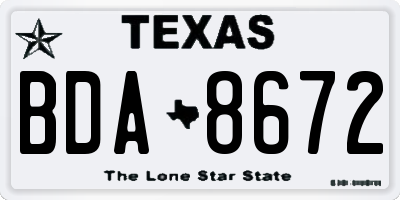 TX license plate BDA8672