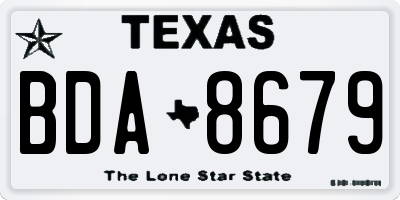TX license plate BDA8679