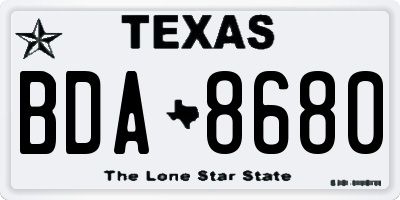 TX license plate BDA8680