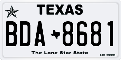 TX license plate BDA8681