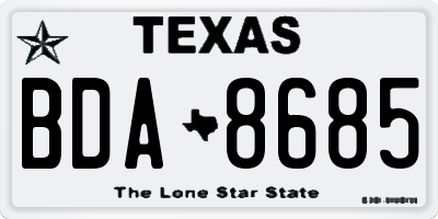 TX license plate BDA8685