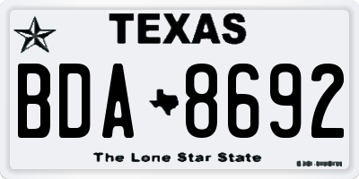 TX license plate BDA8692