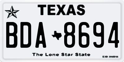TX license plate BDA8694