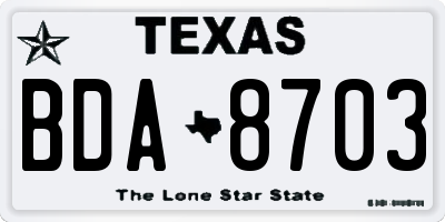 TX license plate BDA8703