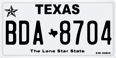 TX license plate BDA8704