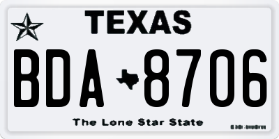 TX license plate BDA8706