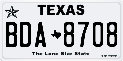 TX license plate BDA8708