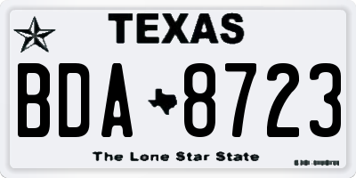 TX license plate BDA8723