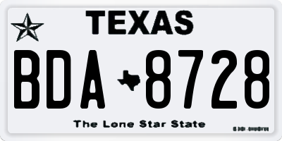 TX license plate BDA8728
