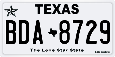 TX license plate BDA8729
