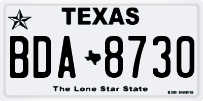 TX license plate BDA8730