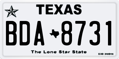 TX license plate BDA8731