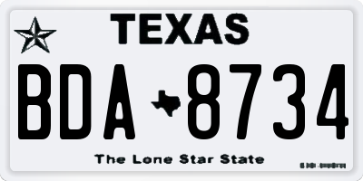 TX license plate BDA8734