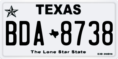 TX license plate BDA8738