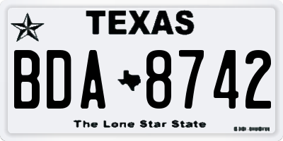 TX license plate BDA8742