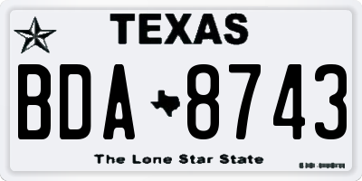 TX license plate BDA8743