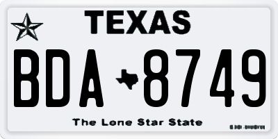 TX license plate BDA8749