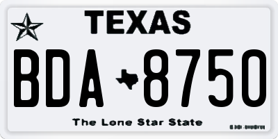 TX license plate BDA8750