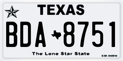 TX license plate BDA8751