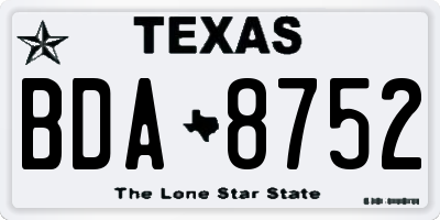 TX license plate BDA8752