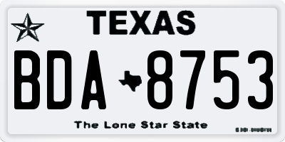 TX license plate BDA8753