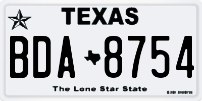 TX license plate BDA8754