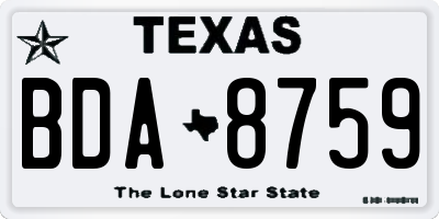 TX license plate BDA8759