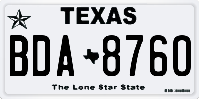 TX license plate BDA8760