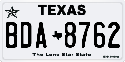 TX license plate BDA8762