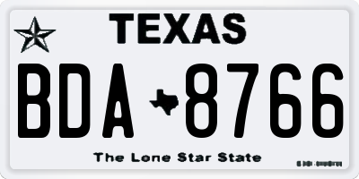 TX license plate BDA8766